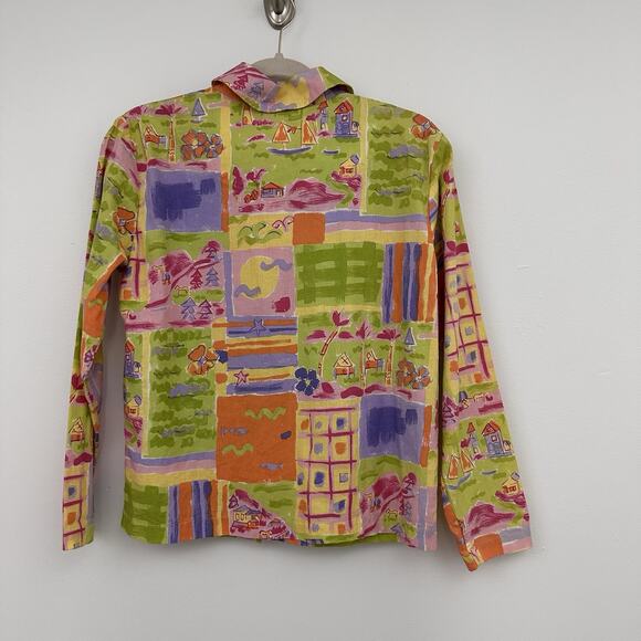 Vtg Coldwater Creek Womens XS 90s Hippie Colorful Country Button Bold Jacket - Picture 4 of 4